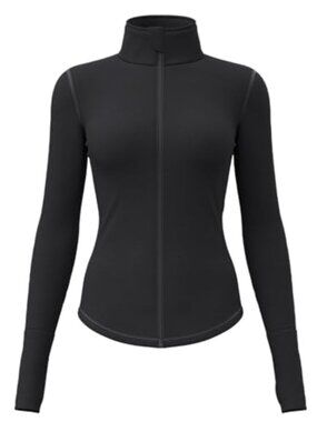 Women's Fleece Lined Athletic Jacket Slim Fit Long Sleeve with Thumbholes